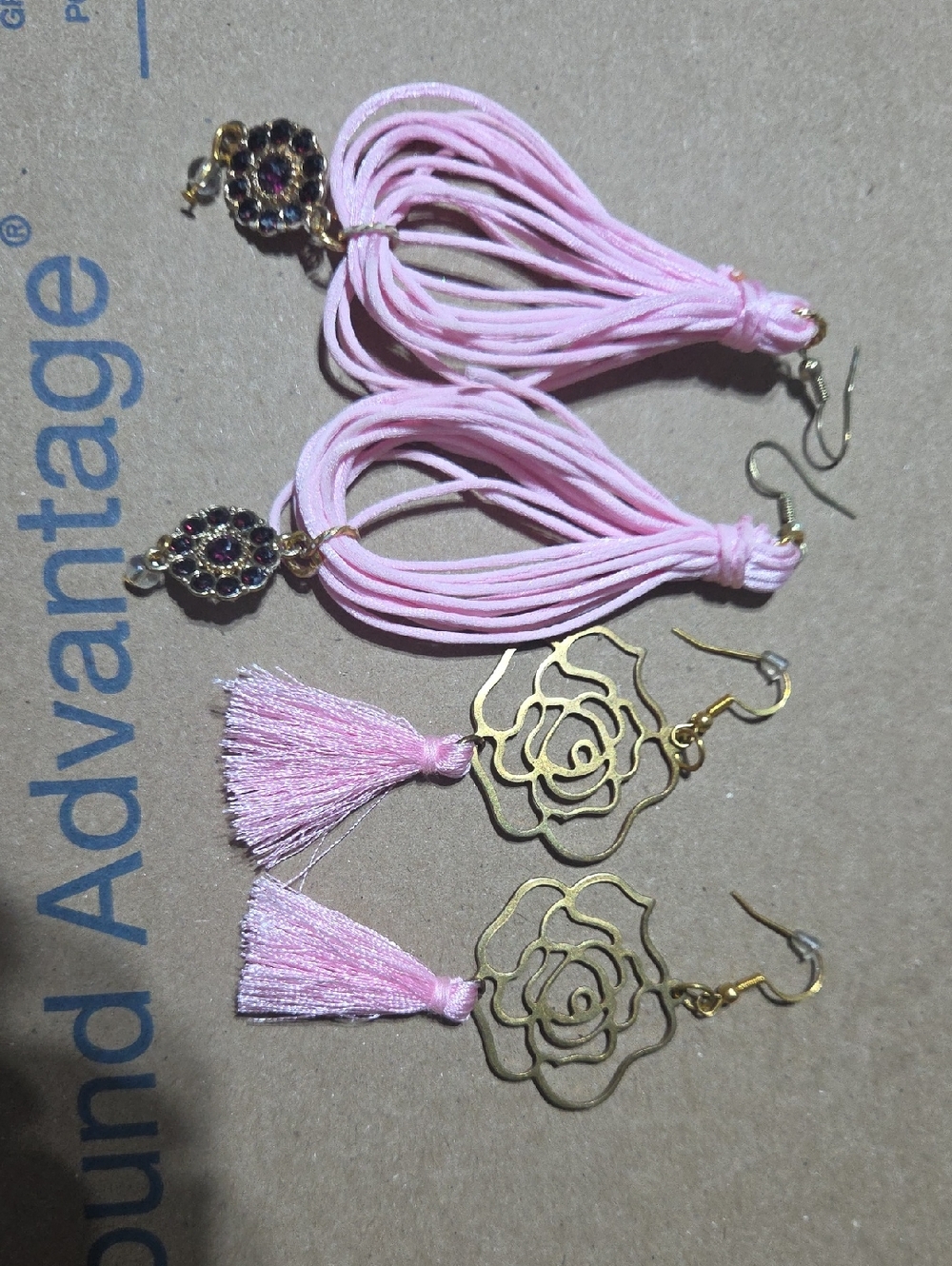 Pink Tassel Drop Earrings - Lightweight Floral & Fringe Design